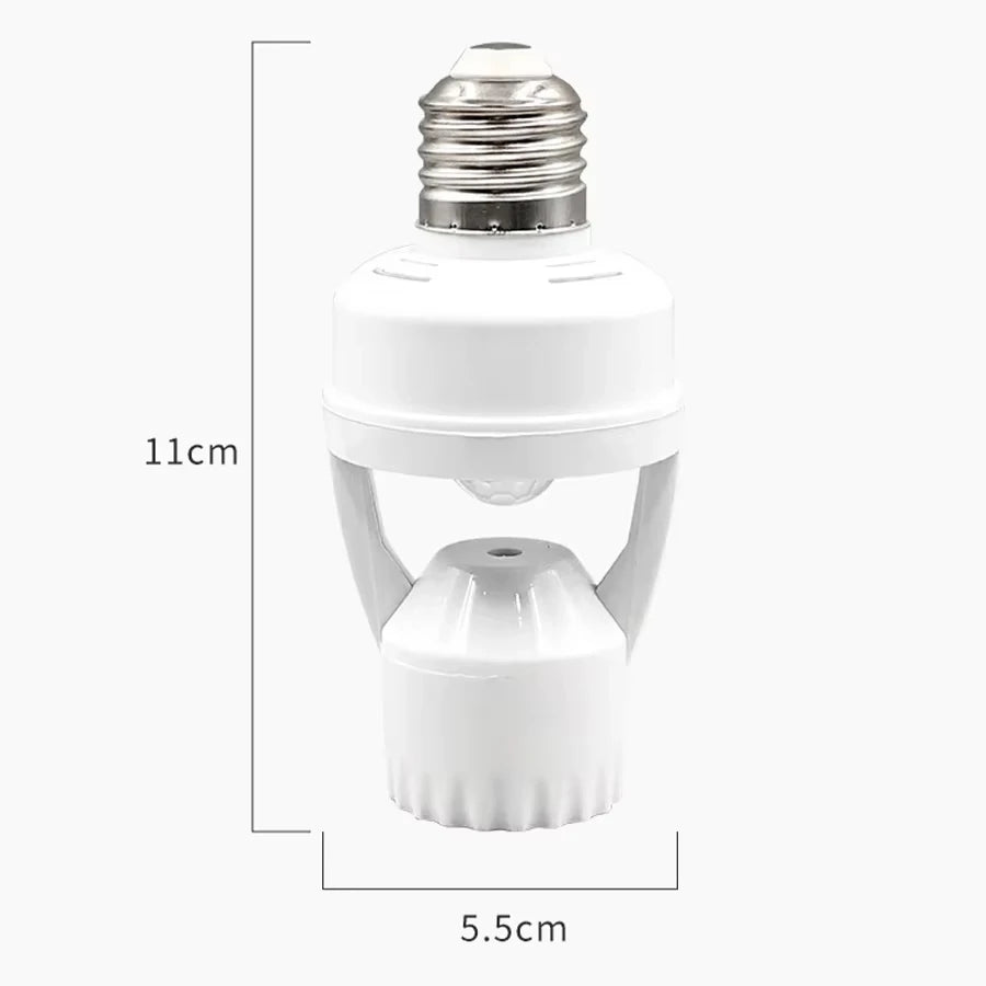 Light bulb adapter with measurements on a white background